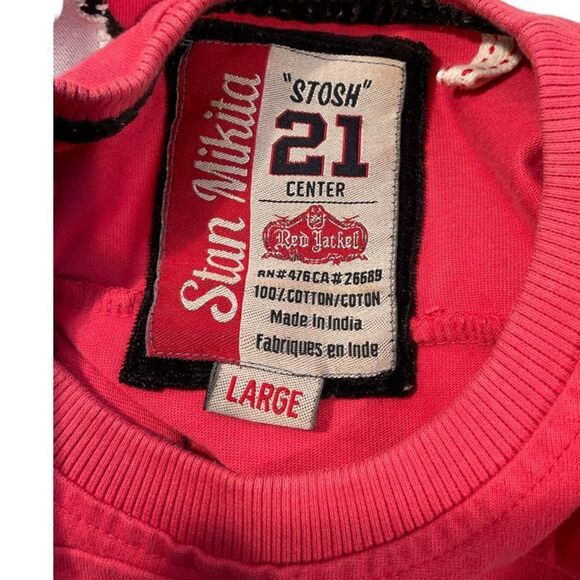 Chicago Blackhawks Men Size Large RED BLACK Alumni Raglan Stan Mikita #21 back. - Picture 8 of 16